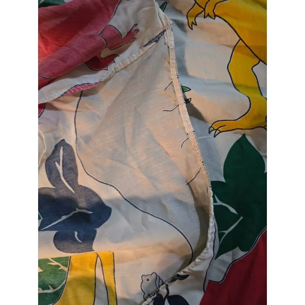 Vintage 80s Dinosaur Sheets Set Flat Fitted T-rex